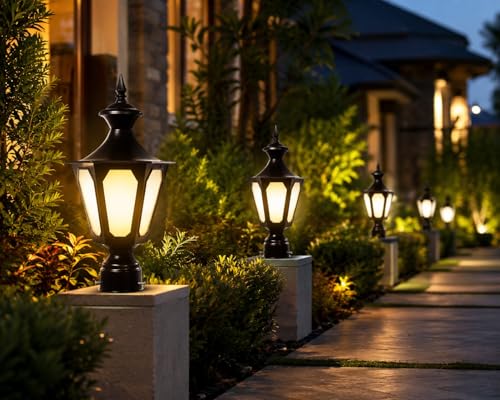 Image of SINOMAN Decorative Outdoor Gate Lamp for Home Energy Efficient Waterproof Exterior Fixture for Garden Pillars, Entry Gates, Patios, Driveway, Porch, Fence Posts (Pack of 1) (Without Bulb)