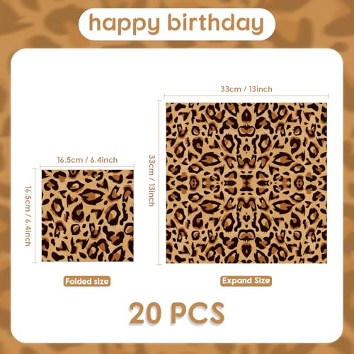 20 Stück Leoparden-Party-Servietten, 2-lagig, weiches Papierservietten, Geschirr für Mädchen, Frauen, Geburtstagsparty, Leoparden-Thema, Party-Dekorationen