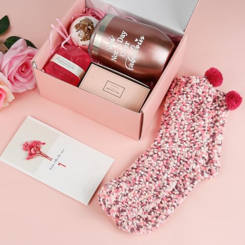 Comius Sharp Geschenke für Frauen, Edelstahl Weinbecher mit Duftkerze und Socken, Geburtstagsgeschenk für Freundin, Schwester, Mama… – Ansicht 2