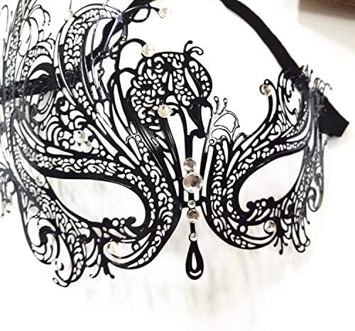 Miniatura 2 de FaceWood Máscara de mascarada para mujer, máscara de metal ultraligera brillante con diamantes de imitación veneciana, bonita fiesta, noche, baile