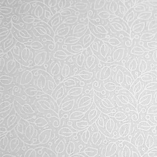 Tecido Tricoline 100% Algodão - Folhas Arabesco - 50x150cm - Branco Tom Tom