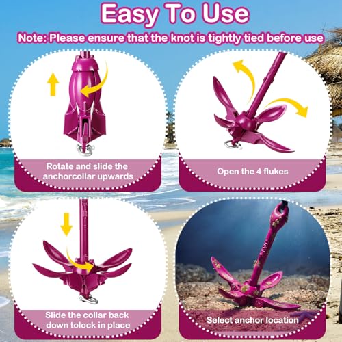 Image of Lounsweer 2 Pack 1.5 /3.5 lb Marine Kayak Anchor Kit Folding Grapnel Anchor Kit Boat Kayak Fishing Accessories for Small Boats Kayaks Canoe Paddle Boards