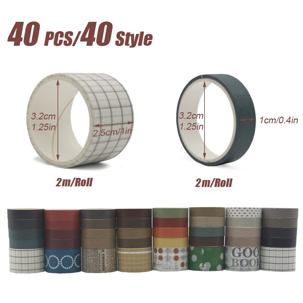 40 Pièces Scrapbooking Masking Ruban, Ruban Adhésif Décoratif, Rouleaux Washi Tape, Multi Pattern Décoratifs Washi Tape Set, Pour Travaux Manuels, Embellit Les Journaux, Les Cartes Et Le Scrapbooking