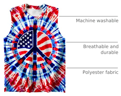 Image of DMPROD Kids Tie Dye Shirt Size 5-14 Years Sleeveless T Shirts Children Tank Tops Hippies Senior Tees for Boys Girls