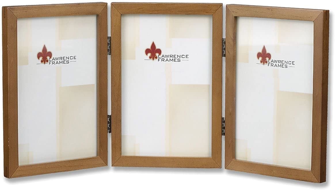 Lawrence Frames 766046T Nutmeg Wood Hinged Triple Picture Frame, 4 by 6-Inch