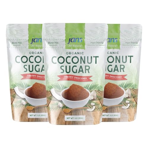 Jans Organic Coconut Sugar (16 Oz Pack of 3) - Organic Brown Coco...