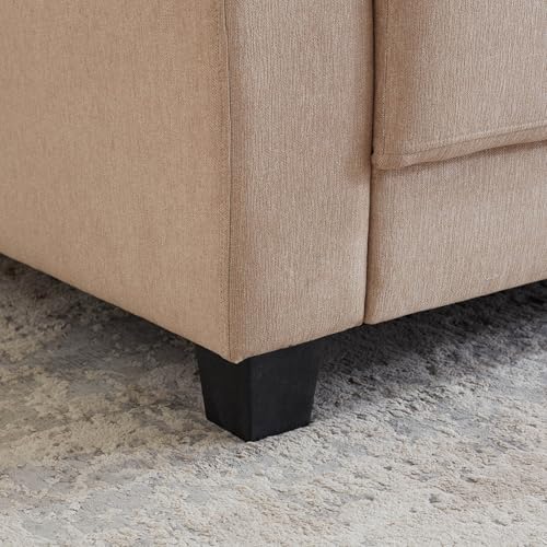 Image of Home Centre | Helios Florence Fabric 3-Seater Sofa with Cushions | Sofa for Living Room | Solid Wood | Beige | 1 Year Warranty