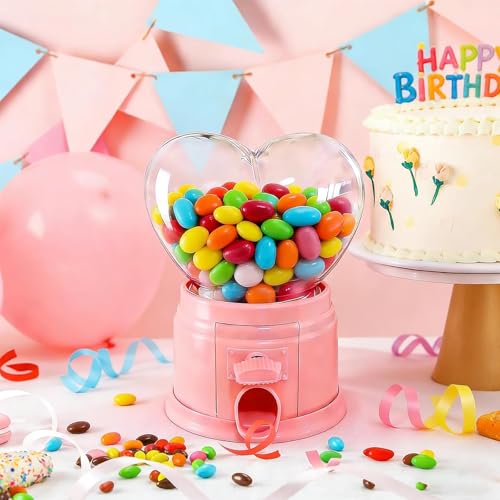 Distributeur de bonbons pour la Saint-Valentin et mini machine à gommes rose