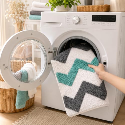 Image of Cotton Door Mat | Water Absorbent, Anti-Skid, Machine Washable Floor Mat | Soft Microfiber Carpet for Home, Living Room & Bedroom | Premium Decorative Mat (Multy, Rectangular)