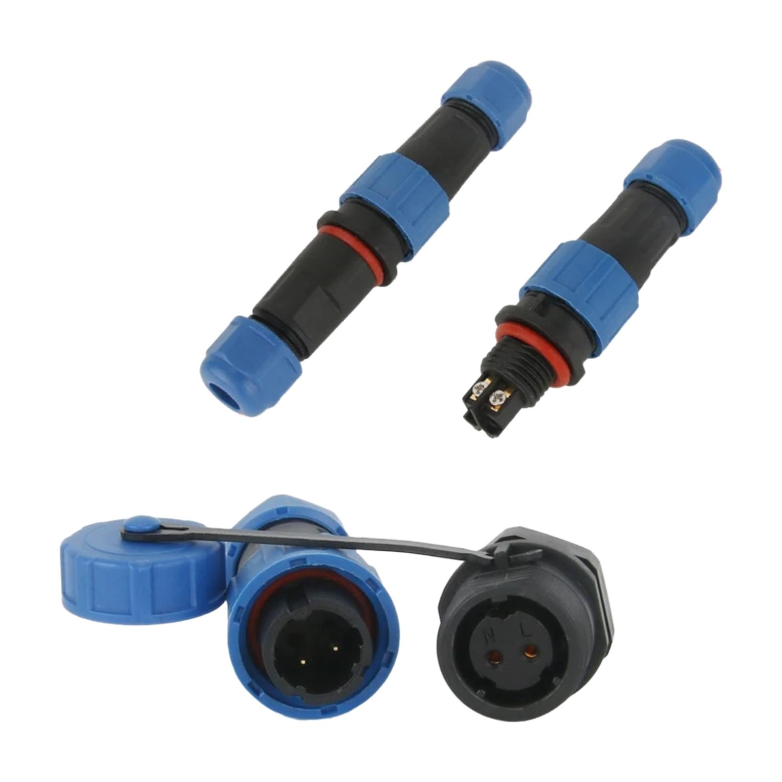 Conector estanco IP68 macho y hembra LD12 de 4 pines para montaje en panel