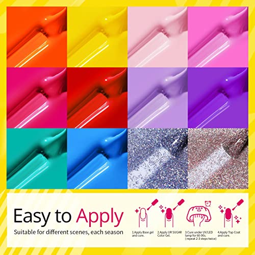 UR SUGAR UV Nagellack Pastell Shellac Nagellack Gel, 12 Farben Pastell Glitzer Gelnägel Süssigkeiten UV Farbgel… – Bild 6