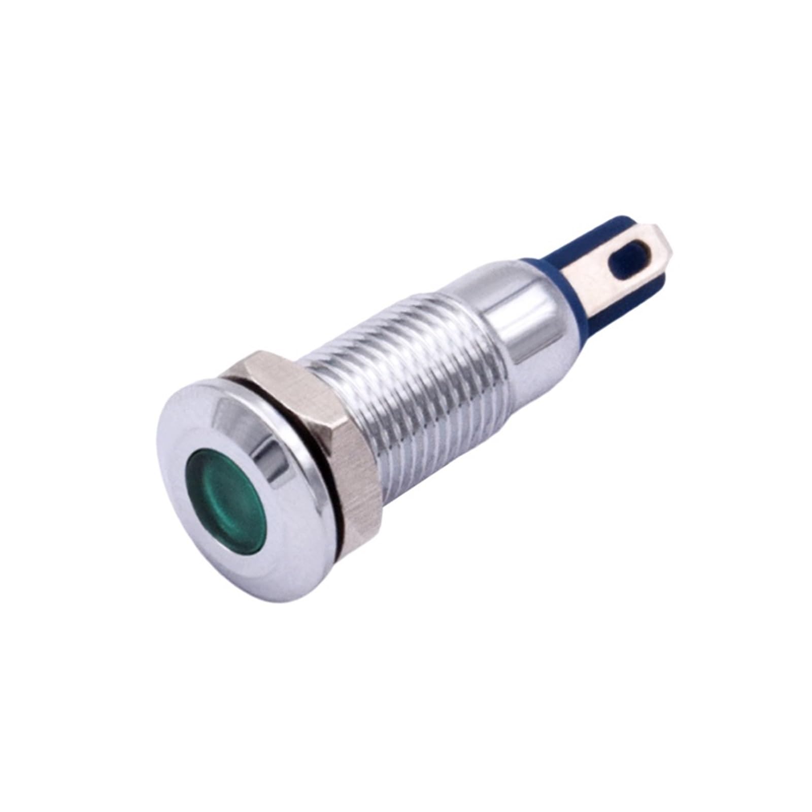 Voyant lumineux en métal étanche de 8 mm, rouge vert bleu jaune blanc LED chrome voyant d'avertissement lampe témoin 3 V 6 V 12 V 24 V 220 V(Red,3-6V DC AC)