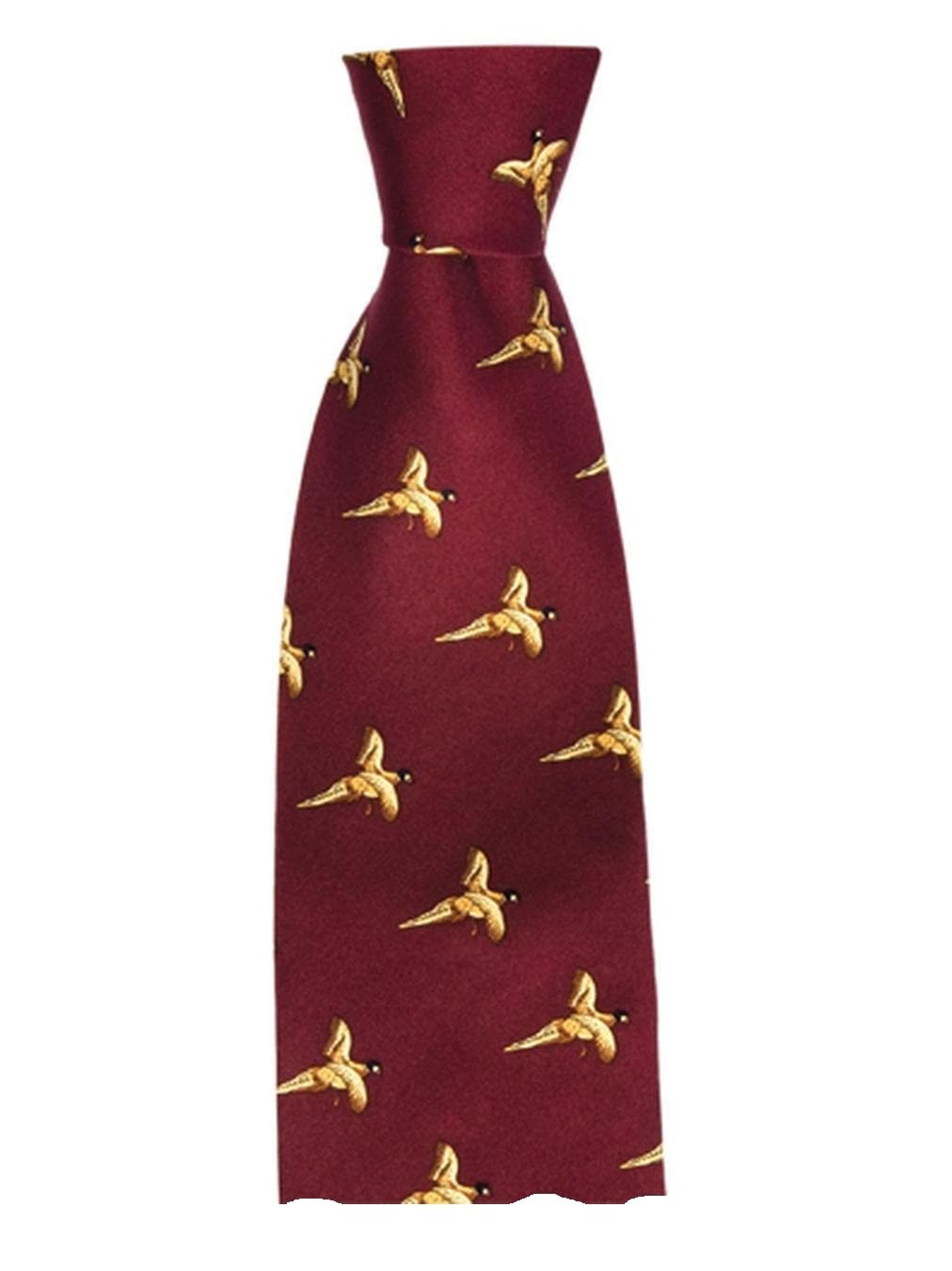 Farm Cottage Brands Silk burgundy red flying pheasants Country Silk Tie - country game shooting, Shoot Day tie (911) …