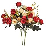 Moomass Artificial Flowers,2 Packs of Artificial Roses.24 Little Rose Silk Flowers. Plastic Flowers,