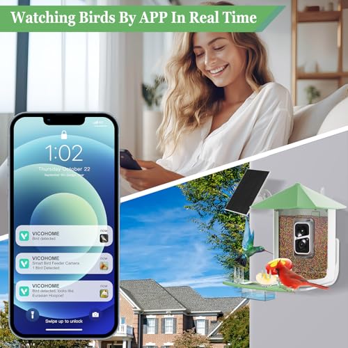 Careboda-Smart-Bird-Feeder-Camera-with-Automatic-Bird-Video-Capture-and-Motion-Detection-Indoor-Bird-Camera-Wild-Birding-Camera-with-Solar-Power-for-Bird-Lovers-Green Careboda Smart Bird Feeder Camera with Automatic Bird Video Capture and Motion Detection Indoor Bird Camera Wild Birding Camera with Solar Power for Bird Lovers Green