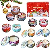 Duftkerze Weihnachten Geschenk, 12 Stück 2.5oz Sojawachs Kerzen, Aromatherapie-Kerzen Geschenk Set für Stressabbau und Entspannung, Weihnachtsgeschenke für frauen