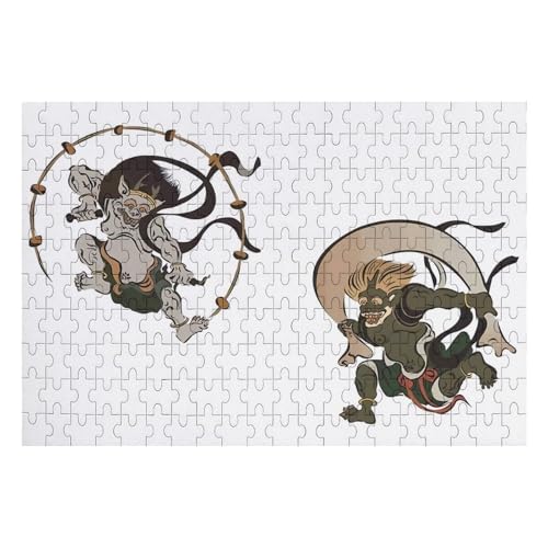 風神と雷神 浮世絵 和風 木製パズル 知育玩具 大人向/子供向/初心者向け パズル 減圧 誕生日 壁飾り 贈り物 200ピース