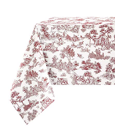 Nappe Toile De Jouy Bordeaux Classique Vintage Country Français 140x140/180/240/300/360, 140x300