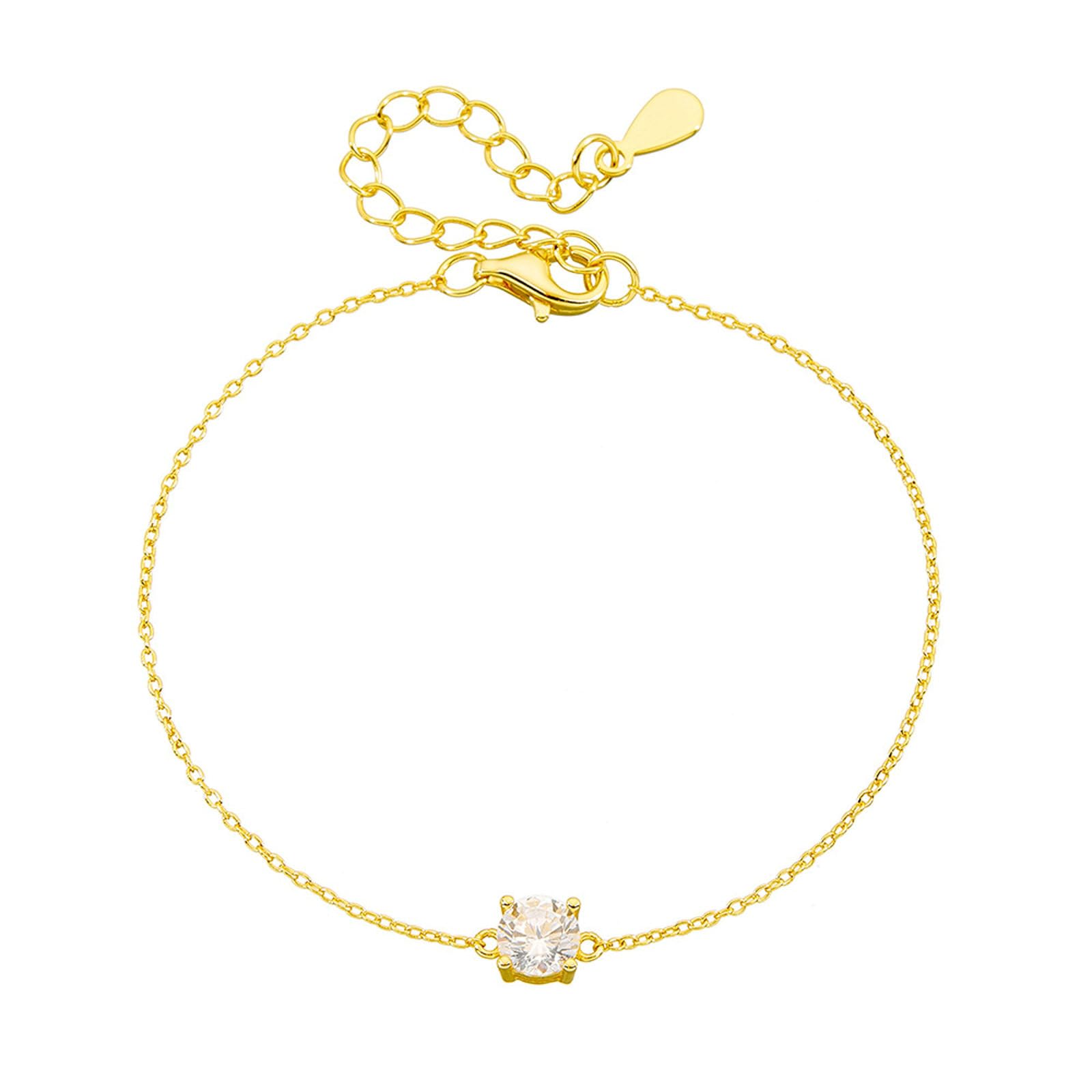 Pulsera de oro amarillo para mujer, pulsera vintage fina de diamantes creados para boda, oro amarillo de 9 quilates, 14 quilates y 18 quilates