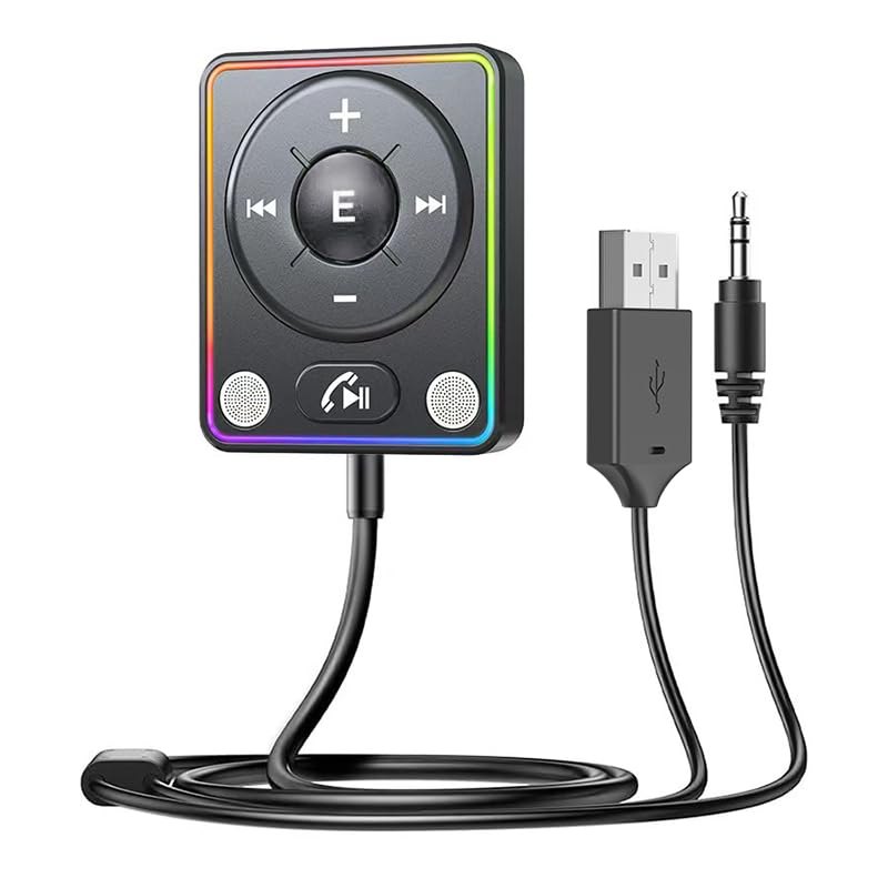 Bluetooth 5.4 AUX Car Adapter CVC8.0 Technology and Built-in Filter Effectively Multifunction Button& Plug-and-Play Bluetooth Receiver for Car Music/Hands-Free Calls/Stereo Audio, Black