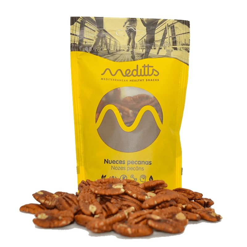 Meditts - Noci Pecan Naturali, 500 g. Intere e Sgusciate, Senza Glutine. Ideali per Pasticceria, Snack Sani e Dieta Keto.