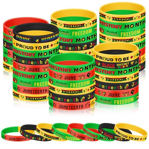 ZCPTZ 120PCS Juneteenth Silicone Bracelets Bulk African Colors Wristbands AccessoriesHappy Juneteenth Rubber Bracelet Black Freedom Day Bracelets Gifts Independence Day Decoration Party Favors(8 Designs)