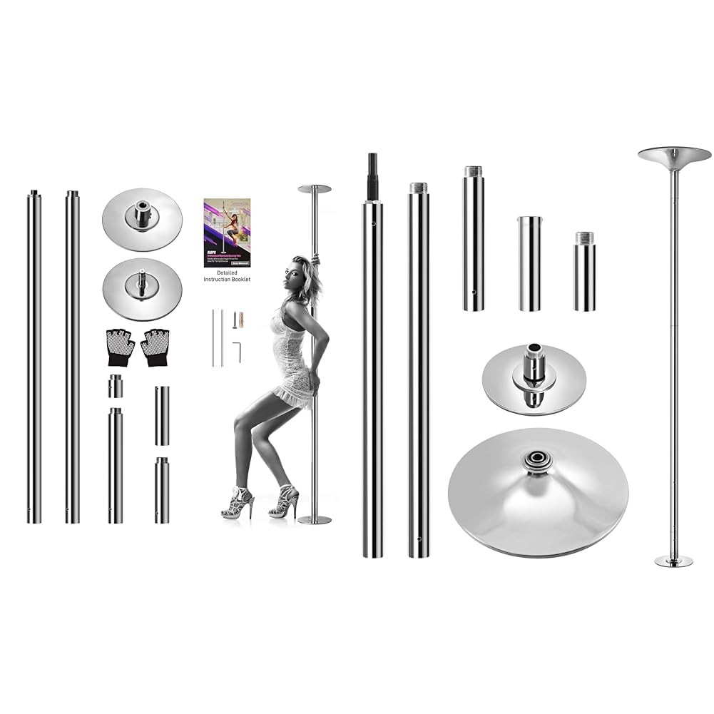 SereneLife Portable Spinning Dance Pole - Removable Fitness Pole For Home & Studio