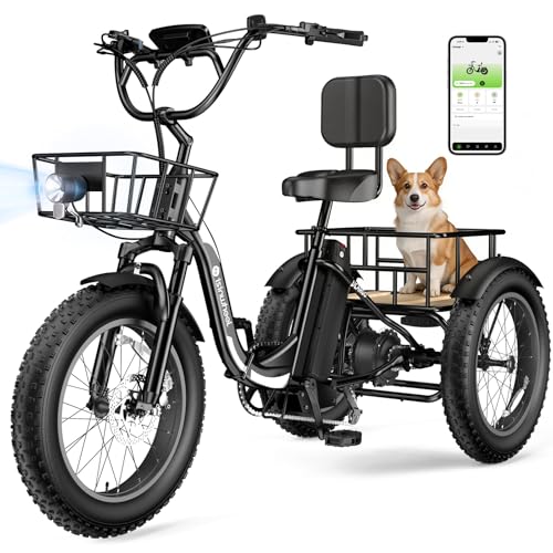 Electric Tricycle for Adults with Large Baskets, 1500W Motor 48V