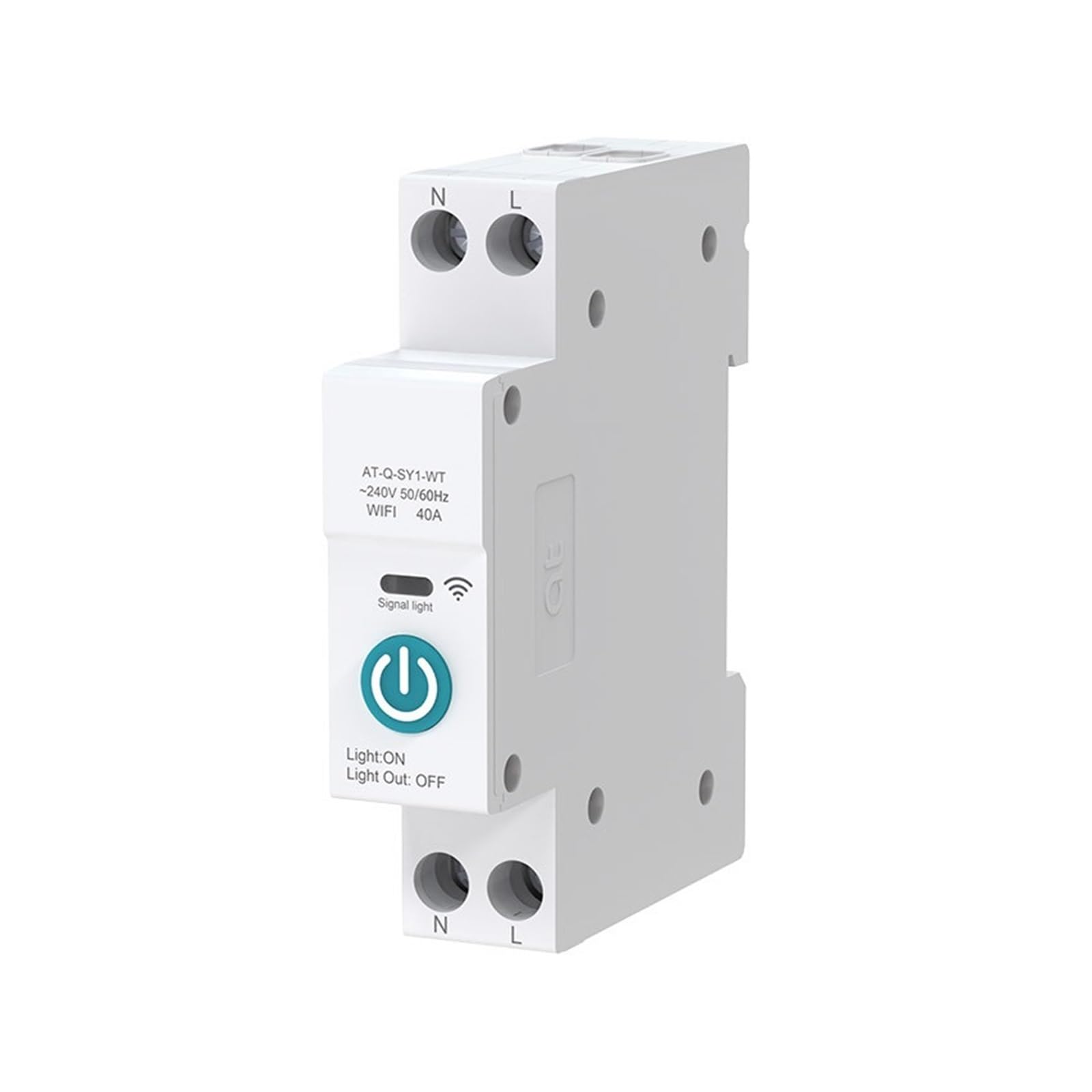 Disjoncteur Intelligent TUYA WIFI 1P 63A Avec Rail DIN De Mesure For Commutateur De Télécommande Sans Fil Smart Home Par APP Surveillance de la consommation d'énergie ( Size : White No metering , Colo