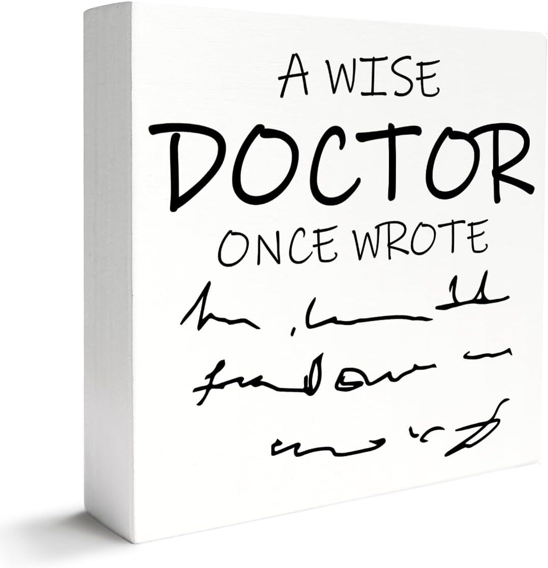 7x7 Inch Wise Doctor Box Sign Funny Desk Decor