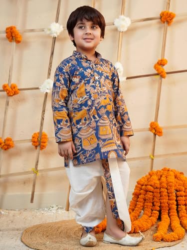 Image of AJ DEZINES Kids Ethnic Wear Pure Cotton Dhoti Kurta Set For Boys