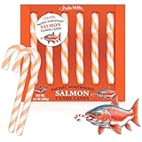 Archie McPhee Pacific Northwest Salmon Candy Canes β Set of 6 Pink and White Striped Novelty Candy Canes, Funny Gag Gift, 5.25 Inch