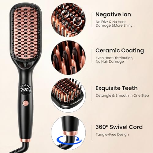Cepillo alisador para cabello negro miniatura 3