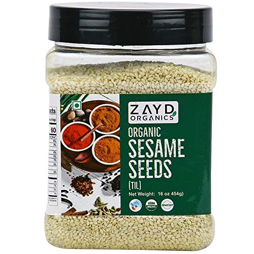 Zayd Organics Whole Sesame Seeds, Organic Sesame Seeds, USDA Organic, 16oz (454g)