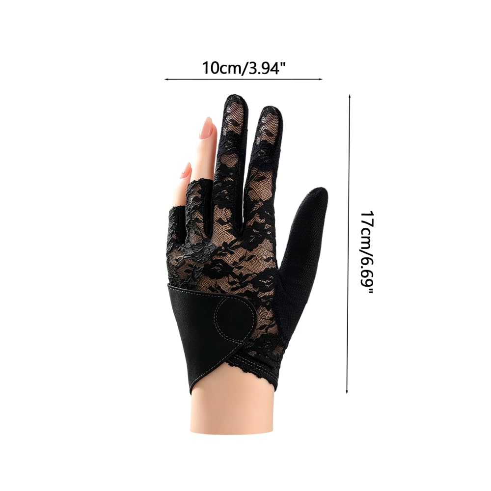 Billardhandschuh für Damen, Eleganter Spitzen-Billard-Handschuh für die Linke Hand, Rutschfester Snooker-Handschuh mit Silikon-Grip, Atmungsaktiver Queue-Handschuh für Pool-Billard Zubehör