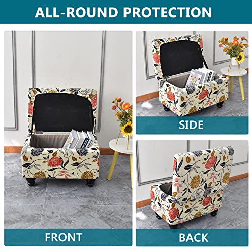 Krfoonn Rectangle Ottoman Covers Stretch Folding Storage Ottoman Bench Cover Printed Storage Ottoman Folding Footrest Stool Slipcover Furniture Protector For Living Room Bedroom Bench (Large, 02) #TOP2
