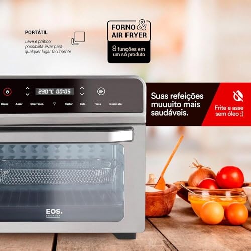 Forno Elétrico e Air Fryer Eos 25 Litros 3 em 1 Inox Efe25aid 110v