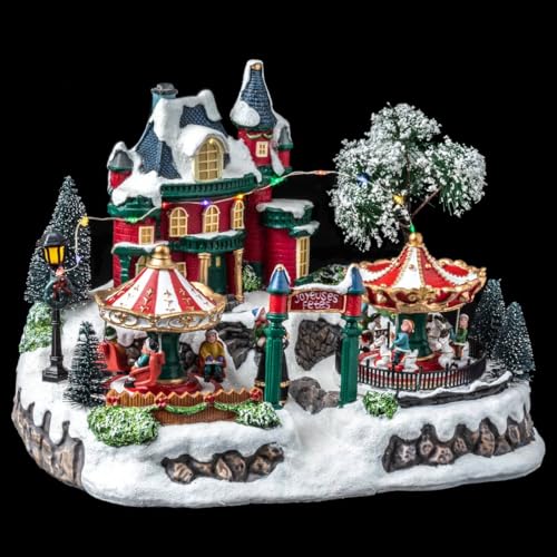 Feeric Lights et Christmas - Village de noël manège et forêt animé 18 LED + transfo