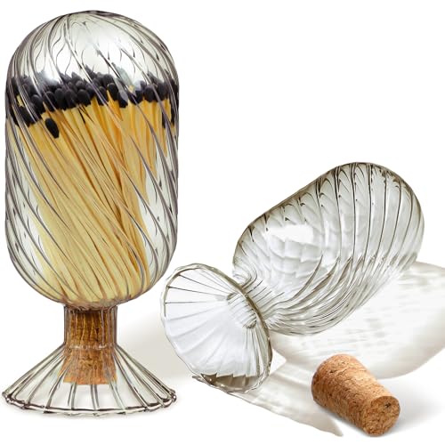 Cinnvoice Helix Shaped Glass Matches Cloche Decorative for 4 Inch Candle Matches...