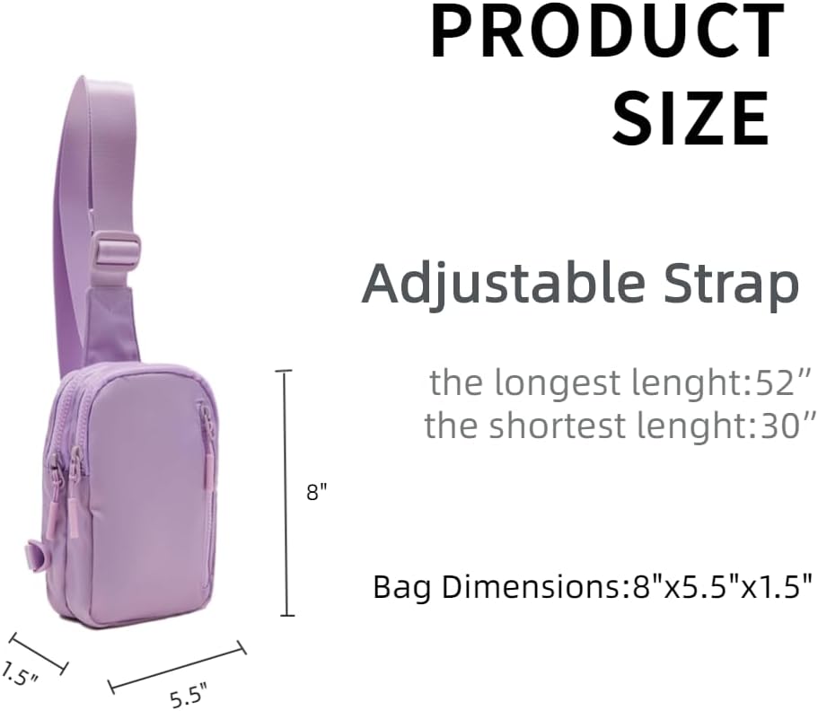 VAKAER Convertible Sling Backpack for Women & Men – Lightweight 3-in-1 Crossbody Daypack with Adjustable Strap, Anti-Theft Pocket, Water-Resistant Small Travel Bag (Light Purple) - Image 2