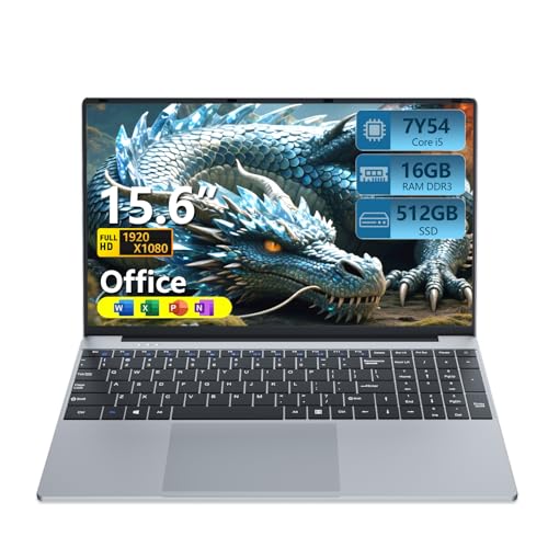 Image of DUNHOO 15.6 inch Laptop with Core i5-7Y54 Processor Laptop Computer 16GB RAM 512GB SSD, 180°Open Lap Top, FHD 1920 * 1080, WiFi5, BT4.2, USB3.0, Backlit Keyboard Laptop for Business Office Student