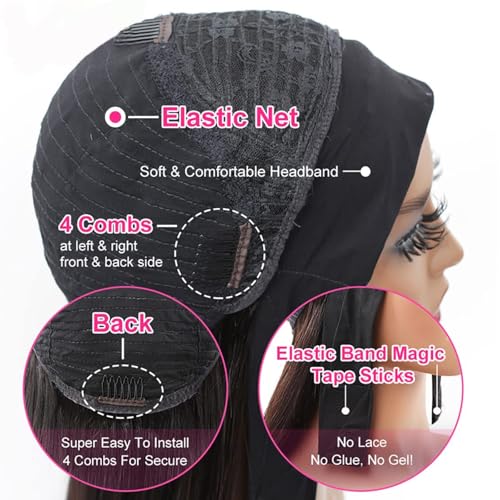 Image of Celiarita Ombre Dark Burgundy Headband Wig Human Hair Deep Wave 18 Inch None Lace Front Wigs Glueless #1B /99J Deep Curly Wave Human Hair Headband Wig Attached Half Wigs for Black Women 150% Density