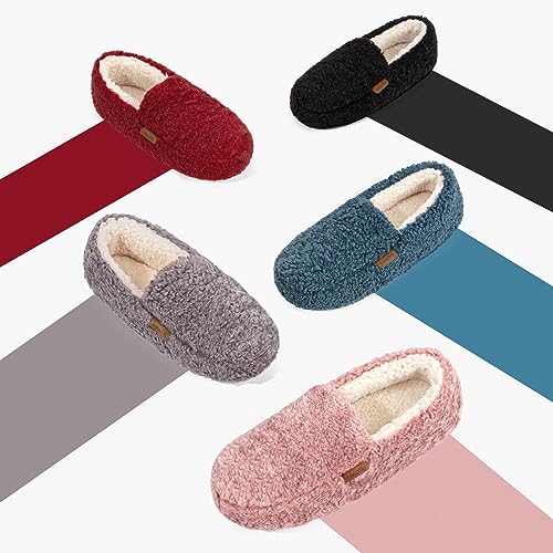 LongBay Women's Fuzzy Memory Foam Slippers Warm Cozy Shearling House Slippers for Ladies Supportive Slip on Indoor Home Shoes 6