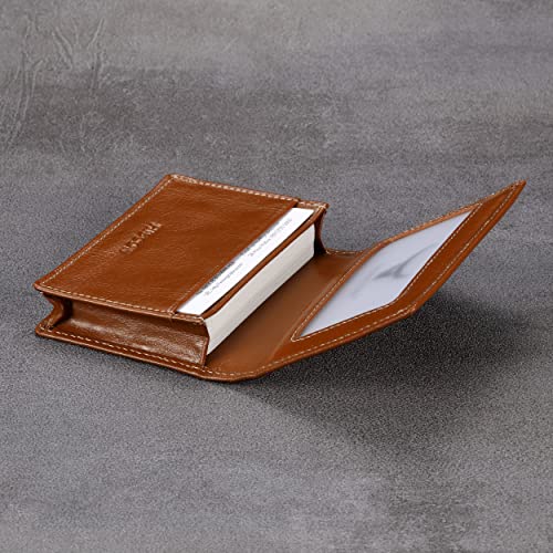 Image of HISCOW Business Card Holder with Large Compartment - Full Grain Leather