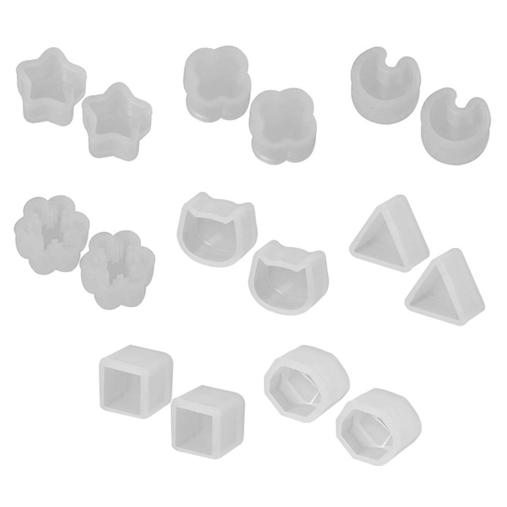 Unisex 8 Pair/Set Uv Resin Silicone Molds Diy Crystal Epoxy Mold Small Earrings Stud Making Mould Epoxy Resin Mould,Blossom Casting Crafts Diy Resin Moulds