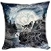 YISUMEI Taie d'oreiller 80x80cm Home Decor Canapé Coussins Loup De Lune,Gris