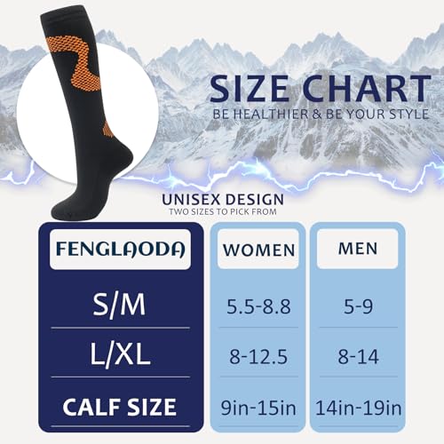 Image of fenglaoda 8 Pairs Compression Socks for Men & Women 20-30 mmHg Knee High Nurse Pregnant Running Medical and Travel Athletic