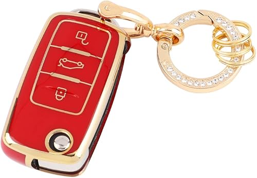 CARFIB Funda para llavero VW Volkswagen Accesorios Beetle Eos Golf GTI Polo MK5 Santana Tiguan Scirocco Touran Skoda 2019 2018 2017 2016 Soporte