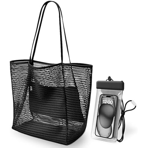 Reusable Foldable Beach Tote with Zip Pocket Cover