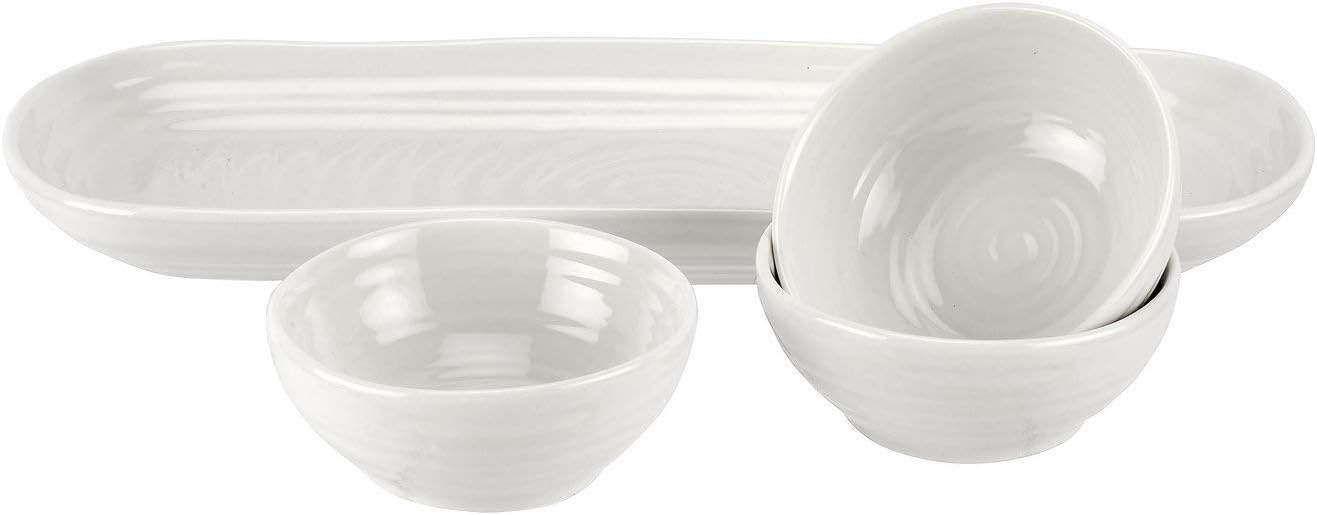 Portmeirion Home & Gifts CPW78856-XP Bowl and Tray Set, Porcelain, White, 27.5 x 10 x 3.1 cm - Image 5